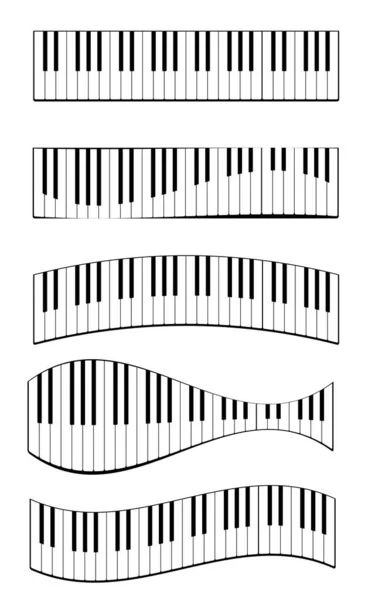 Realistiska pianotangenter inställda. Musikinstrumentstangentbord. Vektorillustration. — Stock vektor