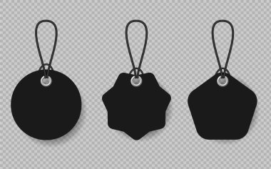 Şeffaf arkaplanda siyah dantelli siyah fiyat etiketleri