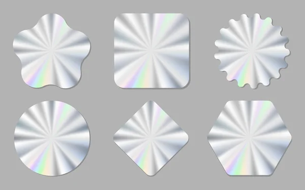 Değişik şekillerdeki holografik çıkartmalar ve çıkartmalar, vektör illüstrasyonları. EPS 10