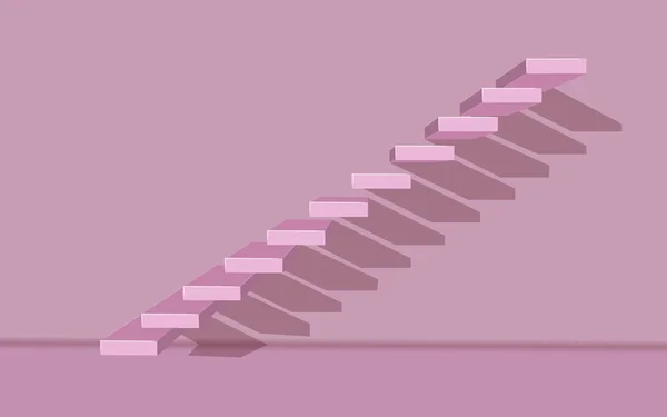 背景。台阶靠在粉红的墙上。带阴影的3D梯形 — 图库矢量图片