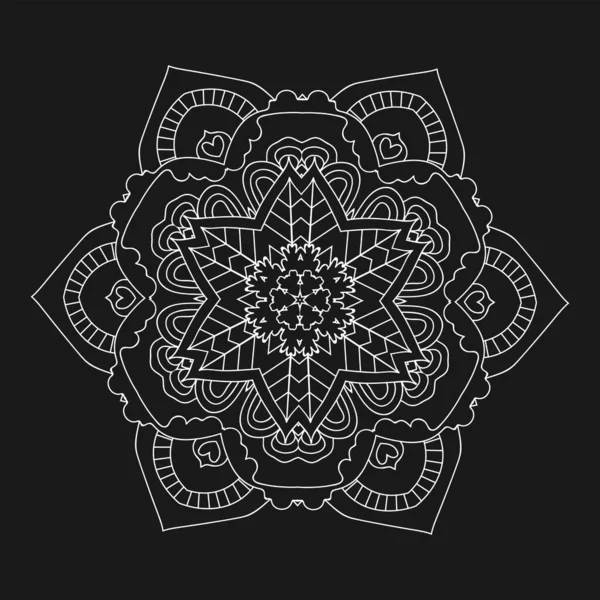 Mandala Blanca. Elementos decorativos étnicos. Fondo dibujado a mano. Islam, árabe, indio, motivos otomanos. — Archivo Imágenes Vectoriales