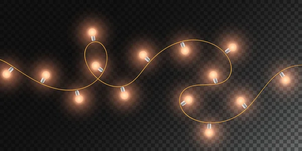 Siyah kabloda parlayan turuncu LED ışıklar, Cadılar Bayramı partisi için basit dekorasyon, sonbahar bayramı veya gece festivali, vektör düz illüstrasyon