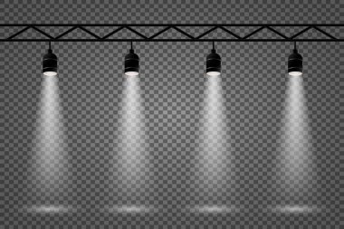 Spot ışığı efektlerinin canlı bir koleksiyonu. Bir vektör kaplama etkisi elementleri kümesi.