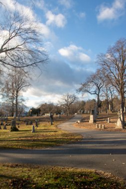 Linwood Mezarlığı manzarası Haverhill MA. Mezarlık 1830 'da kuruldu. Birçok eski ve ilginç mezar ve mezarı olan tarihi bir yer..