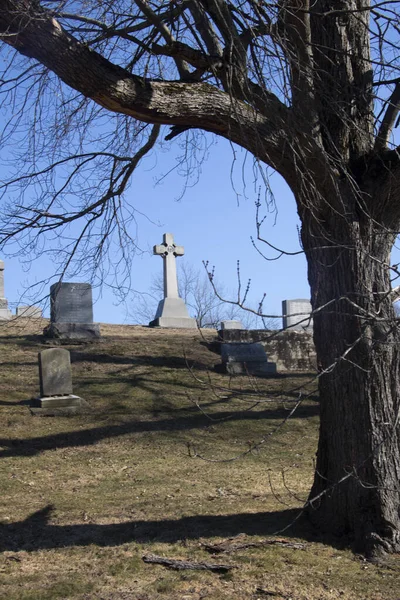 James Cemetery Landscape Cementerio Haverhill Con Muchas Lápidas Únicas Antiguas — Foto de Stock