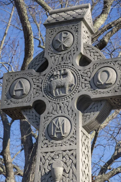 Cemitério James Gravestone Detalhes Cemitério Haverhill Com Muitas Lápides Únicas — Fotografia de Stock