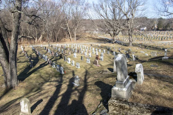 James Cemetery Landscape Cementerio Haverhill Con Muchas Lápidas Únicas Antiguas — Foto de Stock