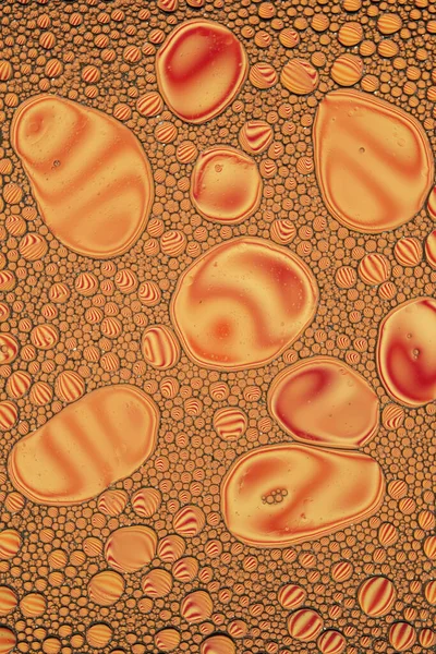 Апельсиновое Красное Масло Вода Абстрактные Обои Фон Текстура Масляные Пузырьки — стоковое фото