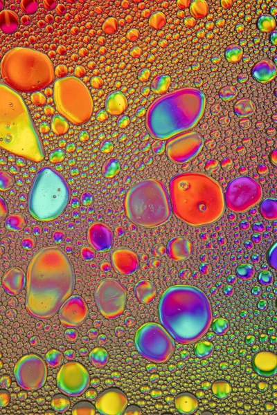 Rainbow Oil Water Abstract Behang Achtergrond Textuur Olie Bubbels Blobs — Stockfoto