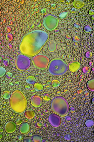 Rainbow Oil Water Abstract Behang Achtergrond Textuur Olie Bubbels Blobs — Stockfoto