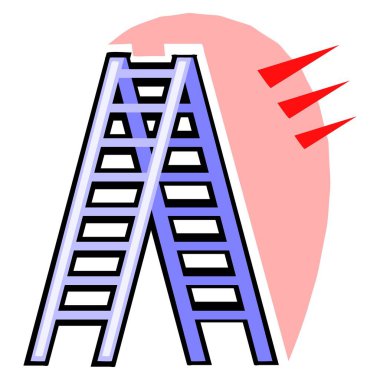 Mavi basamaklı bir merdiven çizimi. Çizgi film tarzında pembe bir zemin üzerine kurulmuş.