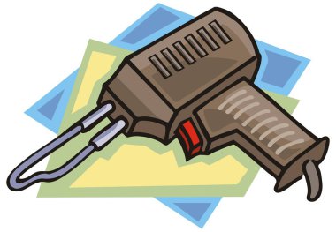 Kahverengi bir lehim tabancasının çizgi film tarzında bir çizimi