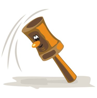 Gri uçlu ve mutlu yüzlü sarı bir çekiç.