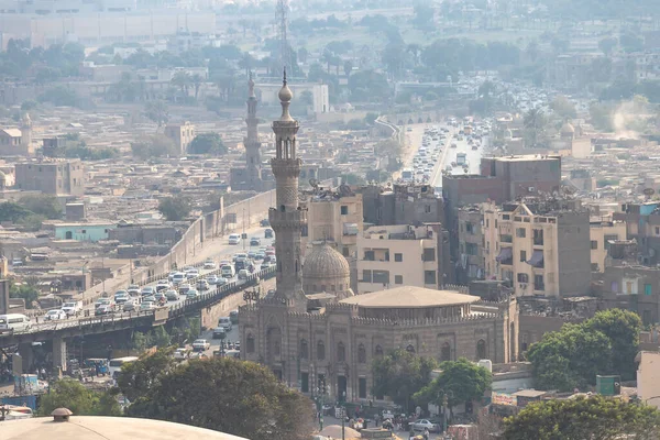 Pohled Mlhavé Město Káhira Egyptě Důsledku Znečištění Dopravy Přes Střešní — Stock fotografie