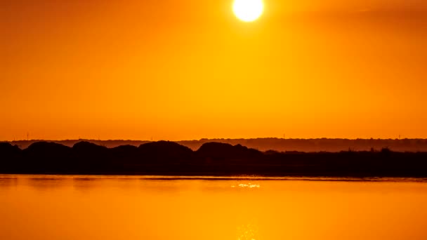 Increíble Puesta Sol Los Pantanos Reserva Natural Marismas Del Odiel — Vídeos de Stock