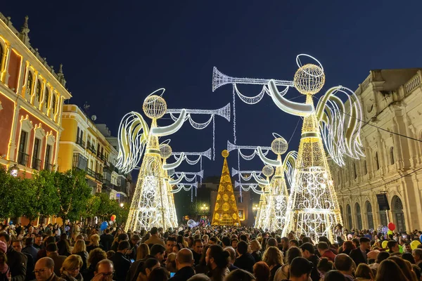 Seville Spain December 2019 Christmas Decoration City Hall Seville Andalusia — Stock Photo, Image