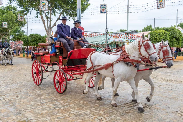 Seville Spain May 2019 Horse Drawn Carriage April Fair Seville — стоковое фото