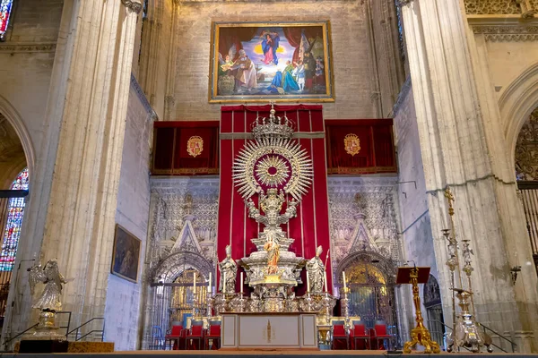 Sewilla Hiszpania Stycznia 2019 Ołtarz Bożego Ciała Gotyckiej Katedrze Sewilli — Zdjęcie stockowe