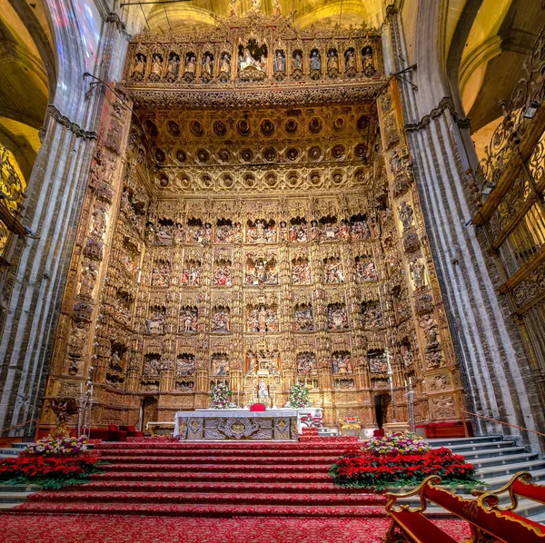 Seville Spanya Ocak 2019 Spanya Nın Endülüs Katedralindeki Ana Sunak — Stok fotoğraf