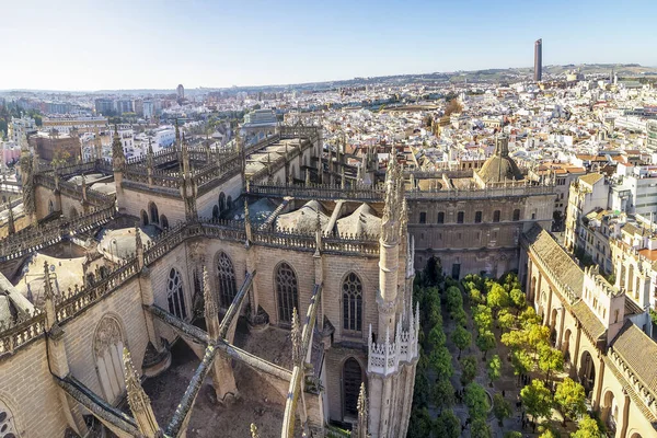 Flygfoto Över Sevilla Stad Och Katedralen Saint Mary See Sevilla — Stockfoto