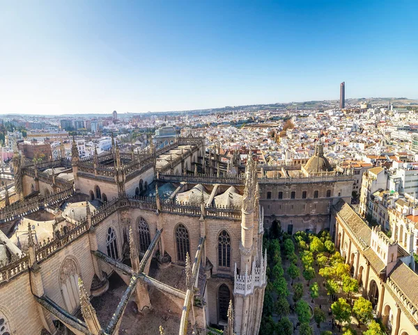 Vzdušný Výhled Město Sevilla Katedrálu Marie Stol Seville Jak Vidět — Stock fotografie