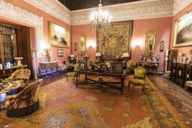 Seville, İspanya - 28 Ekim 2017: Alba Dükleri Sarayı ya da Palacio de las Duenas 'ın İçişleri Odası