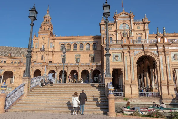 Seville Spanya Aralık 2018 Spanya Meydanı Plaza Espana Sevilla Spanya — Stok fotoğraf