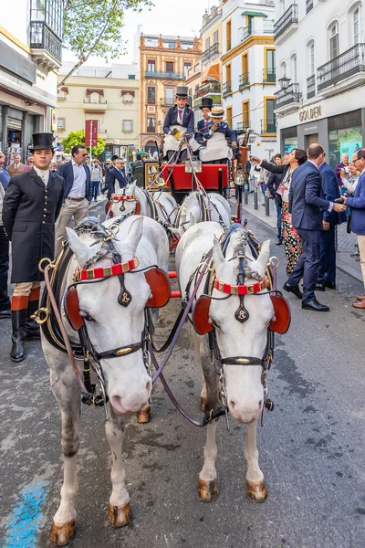 Sevilla Španělsko Dubna 2018 Pony Tažený Kočár Dětský Seville April — Stock fotografie