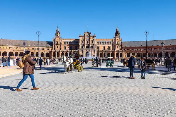 Seville Spanya Aralık 2017 Spanya Meydanı Plaza Espana Sevilla Spanya — Stok fotoğraf