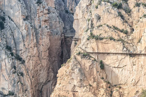 Caminito Del Rey Caminho Rei Com Ponte Desfiladeiro Dos Gaitanes — Fotografia de Stock