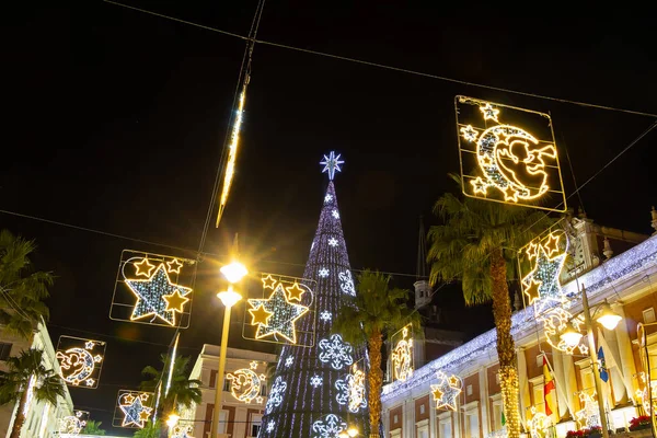 Décoration Noël Dans Centre Huelva Ville Andalousie Espagne — Photo