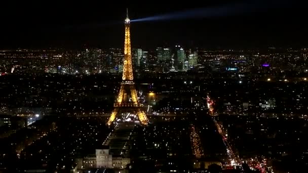 Eiffeltoren Nachts Verlicht — Stockvideo