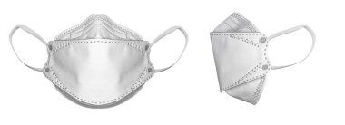 Kulaklıklı tek kullanımlık maske, KN95 korumalı FFP2. Kendini ve diğerlerini Covid-19 'dan korumak için yüz maskesi. Solunum vanası olmadan, enfeksiyonların yayılmasına karşı koruma
