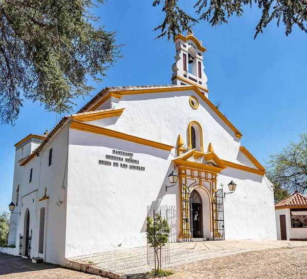 Santuario Con Texto Fachada Santuario Nuestra Señora Reina Los Ángeles —  Fotos de Stock