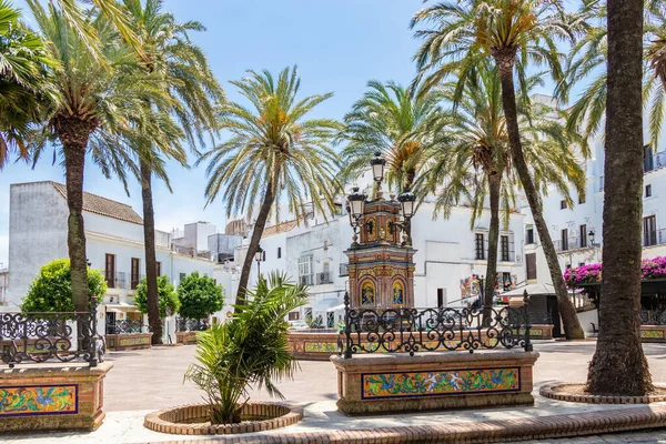 Ünlü Plaza Espana Spanya Meydanı Vejer Frontera Cadiz Endülüs Spanya — Stok fotoğraf
