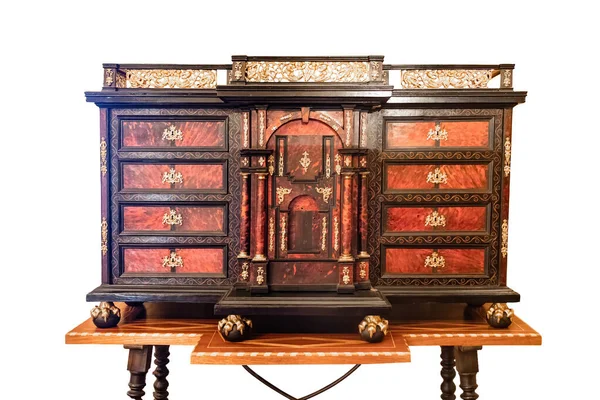 Wooden Cabinet furniture of Spanish origin named Bargueno, manufactured between the 16th and 18th centuries, for writing or filing papers, suitable for being transported on the back of a mule or donkey