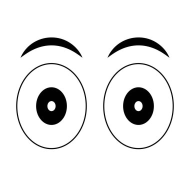 Çizgi film komik gözleri. Komik gözler. Çizgi film şaştı. Komik duygular mı yoksa karalama simgeleri mi? Beyaz arkaplandaki ifadeye bakıyorum. göz topları vektörü