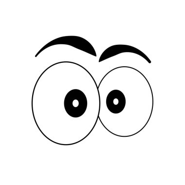 Komik gözler. Çizgi film şaştı. Çizgi filmlerdeki komik gözler. Komik duygular mı yoksa karalama simgeleri mi? Beyaz arkaplandaki ifadeye bakıyorum. göz topları vektörü