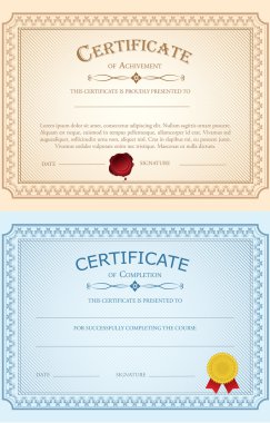 Tamamlama şablonunun sertifika. Diploma