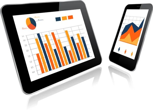 TabletPC och Smartphone med statistik diagram — Stock vektor