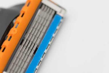 Metin için boş Beyaz Boşluğu olan 5 'lik Bıçak Usturası Macro Fotoğrafı. Yüksek kalite fotoğraf