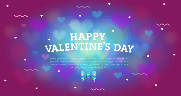 Διαφημιστικό Banner Happy Valentine Day Ροζ Φόντο Καρδιές Και Θέση — Διανυσματικό Αρχείο