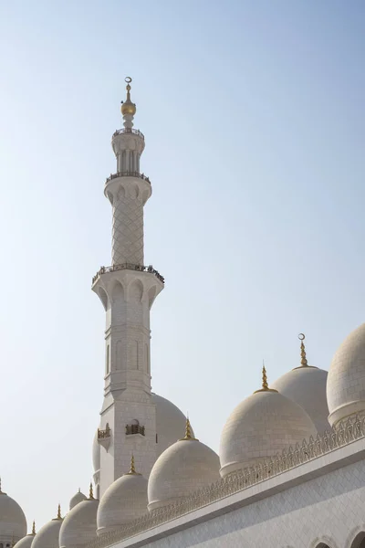 Чудова Вежа Мінарету Велика Мечеть Шейха Заєда Білого Мармуру Абу — стокове фото