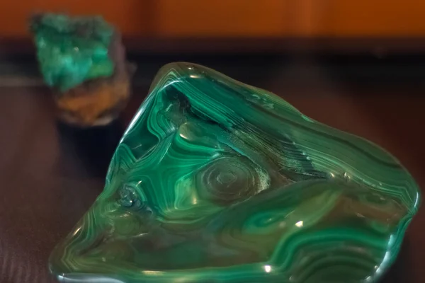 Green Malachite Ancient Fragile Ornamental Stone Brings Fulfillment Desires Its — 스톡 사진