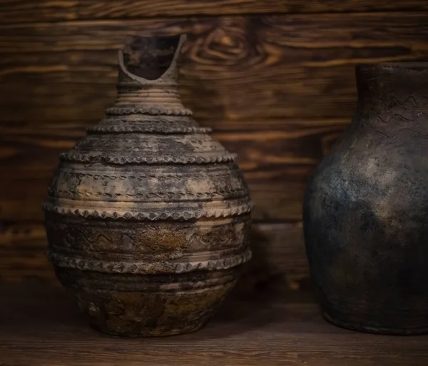 Oude Terracotta Pot Van Opgravingen Geschilderd Archeologisch Aardewerk Resten Van — Stockfoto