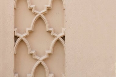 Kopya uzayı olan bir duvardaki oryantal desenin ayrıntıları. Arkaplan, doku