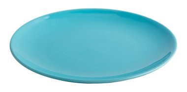 Beyaz arka planda mavi boş bir tabak. Ayrı nesne