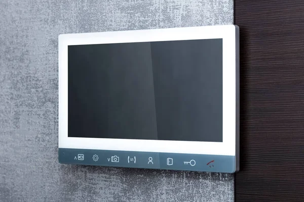 Video Intercom Scherm Muur Veiligheid Veiligheid Concept Een Modern Appartement — Stockfoto