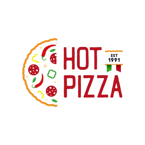 Food Logo Template Hot Pizza Italian Cuisine Menu Vector Illustration — Stock Vector