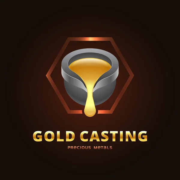 Logotipo Fundição Ouro Rolamento Metal Extração Metais Preciosos Estilo Vetor — Vetor de Stock